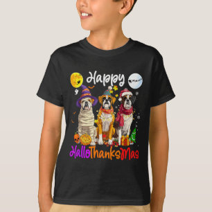 Boxer Hond Kerst Thanksgiving Gelukkig Halloween T-shirt