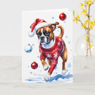 Boxer Hond Kerstgroet Kaart
