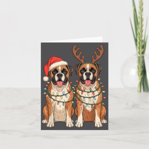 Boxer Hond Kerstman Muts Rendier Lichtjes Paja Kaart