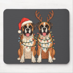 Boxer Hond Kerstmis Sinterklaas Hoed Rendier Licht Muismat