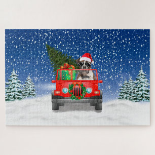 Boxer-hond met kerstcadeaus legpuzzel