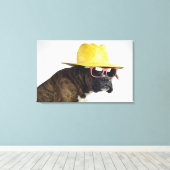 Boxer hond met pet en glazen canvas afdruk (Insitu (Houten vloer))