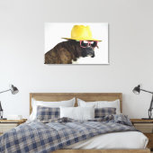 Boxer hond met pet en glazen canvas afdruk (Insitu (Slaapkamer))