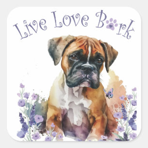 Boxer Hond Moeder Bloem Vierkante Sticker