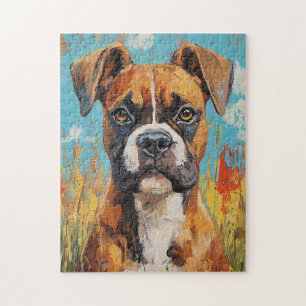 Boxer Hond Portret Digitale Olieverf Legpuzzel