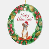 Boxer Hond Prettig kerstfeest Keramisch Ornament (Links)