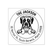 Boxer hond retour adres familie 	rubberstempel (Afrduk)