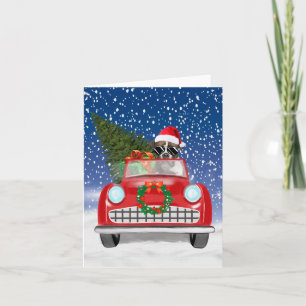 Boxer Hond Rijdt Auto In Sneeuw Kerst  Bedankkaart