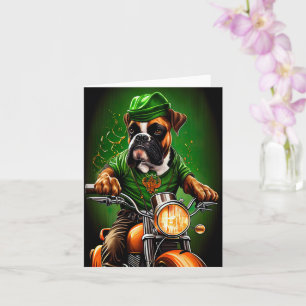 Boxer Hond Rijdt op Fiets St. Patrick's Day Kaart