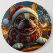 Boxer Hond Roller Coaster Kerstmis Ronde Button 6,0 Cm (Voorkant)
