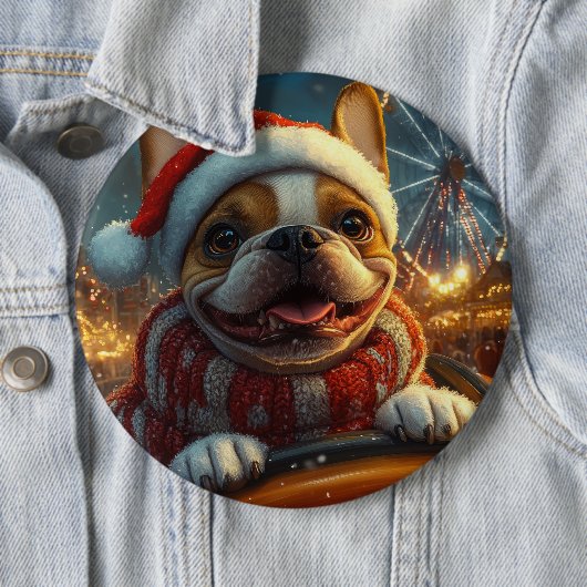 Boxer Hond Roller Coaster Kerstmis Ronde Button 6,0 Cm (In situ)