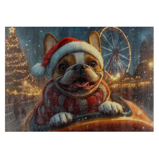 Boxer Hond Roller Coaster Kerstmis Snijplank (Voorkant)