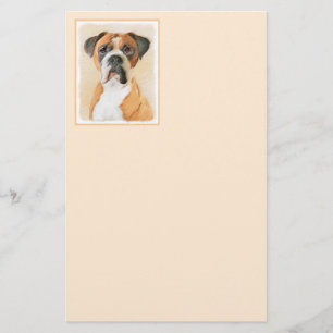 Boxer Hond Schilderen Onbijgesneden Originele Dier Briefpapier