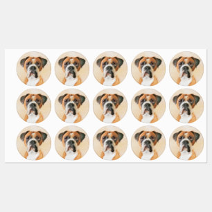 Boxer Hond Schilderen Onbijgesneden Originele Dier Labels