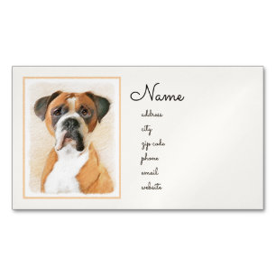Boxer Hond Schilderen Onbijgesneden Originele Dier Magnetisch Visitekaartje