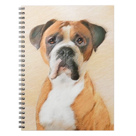 Boxer Hond Schilderen Onbijgesneden Originele Dier Notitieboek (Voorkant)