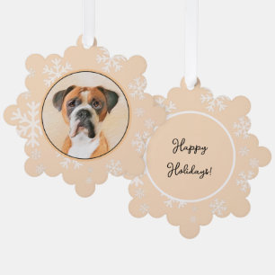 Boxer Hond Schilderen Onbijgesneden Originele Dier Ornament Kaart