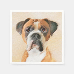 Boxer Hond Schilderen Onbijgesneden Originele Dier Servet