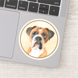 Boxer Hond Schilderen Onbijgesneden Originele Dier Sticker