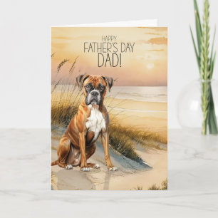 Boxer Hond Sunset Beach Vaderdag Feestdagen Kaart