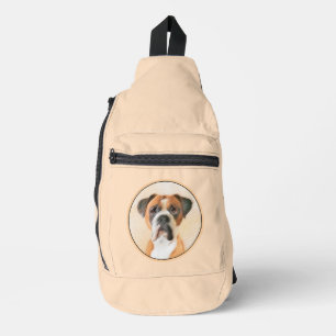 Boxer Hond Vaalbruin Schilderij Ongeknipte Oor Moo Sling Bag