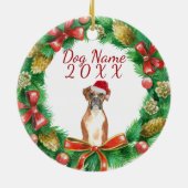 Boxer Hond Vrolijk kerstfeest Keramisch Ornament (Achterkant)