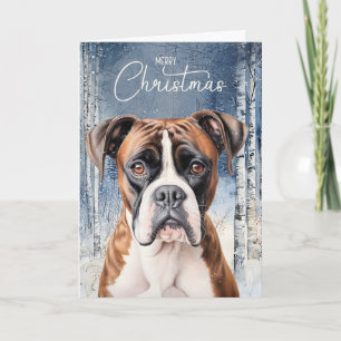 Boxer Hond Winter Aspen Bos Kerstmis Feestdagen Kaart
