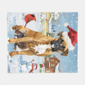 Boxer Hond Winter Wonderland Kerstvreugde Fleece Deken (Voorkant (Horizontaal))