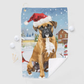 Boxer Hond Winter Wonderland Kerstvreugde Golfhanddoek (Insitu)