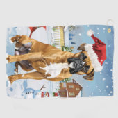 Boxer Hond Winter Wonderland Kerstvreugde Golfhanddoek (Horizontaal)