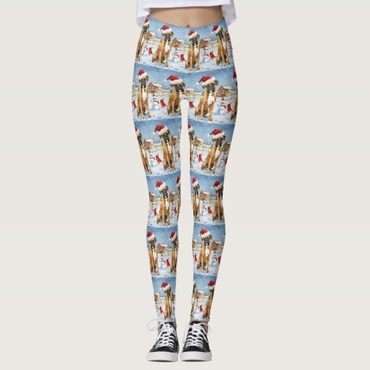 Boxer Hond Winter Wonderland Kerstvreugde Leggings (Voorkant)