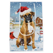 Boxer Hond Winter Wonderland Kerstvreugde Medium Cadeauzakje (Achterkant)