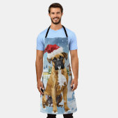 Boxer Hond Winter Wonderland Kerstvreugde Schort (Gedragen)