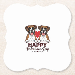 Boxer Honden Fijne Valentijnsdag Vintage Kartonnen Onderzetters