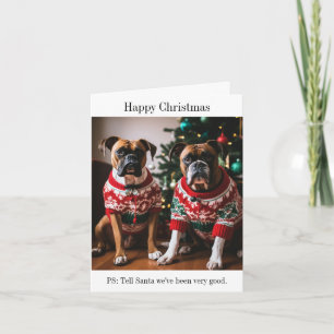 Boxer Honden in Kersttruien Kaart