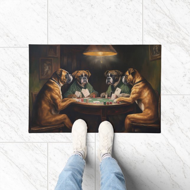 Boxer Honden Spelen Poker Art Deurmat (Binnen)