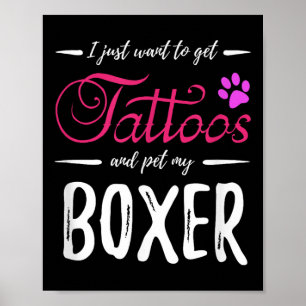 Boxer Hondenliefhebber Tattoo Shirt Funny Dog Mom Poster