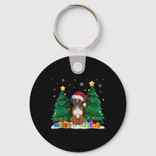 Boxer Hondenliefhebbers Santa Hat Lelijke Kersttru Sleutelhanger