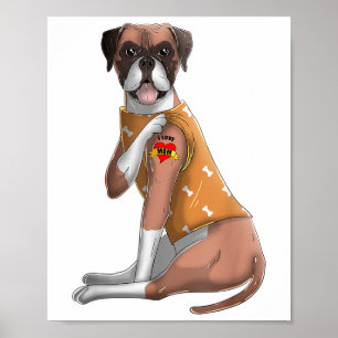Boxer I Love Mom Tattoo Hond Shirt Funny Moeders D Poster