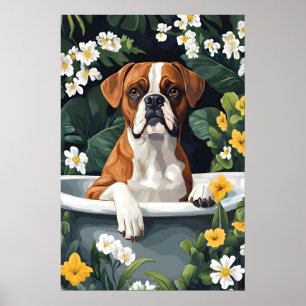 Boxer In Badkuip Poster, Grappige Hond Poster, Box Poster