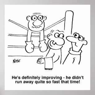 Boxer in de Boxing Ring. Grappig Poster