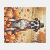 Boxer in de herfst verlaat Thanksgiving kunst Fleece Deken (Voorkant (Horizontaal))