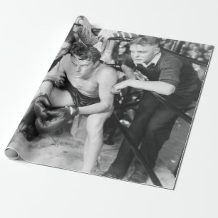 Boxer in de hoek met trainersboxing, , retr cadeaupapier