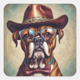 Boxer in Hat and Glasses Sticker Sheet