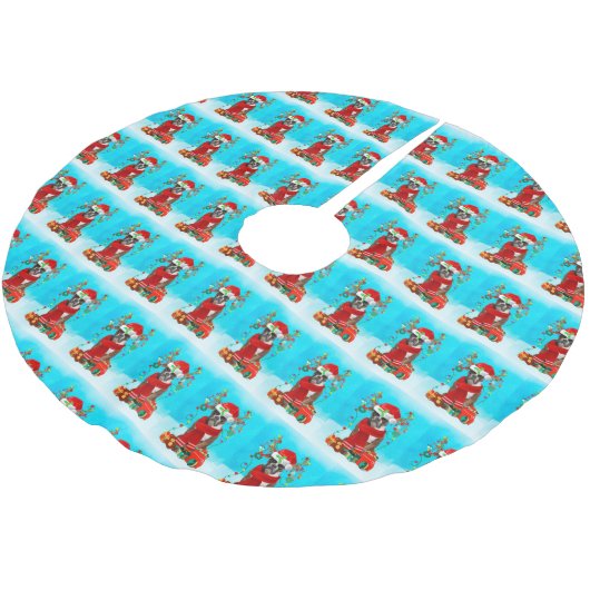 Boxer in sneeuw met kerstcadeaus kerstboom rok (Gekanteld)