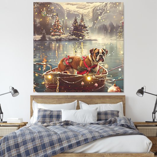 Boxer Kerst Feestelijke reis Canvas Afdruk (Insitu (Slaapkamer))
