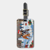 Boxer Kerst Feestelijke Sneeuwscène Bagagelabel (Voorkant verticaal)