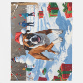 Boxer Kerst Feestelijke Sneeuwscène Fleece Deken (Voorkant)