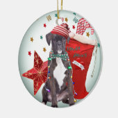 Boxer kerst "Ho Ho Ho" Ornament (Links)