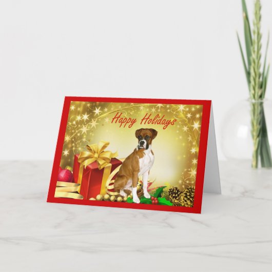 Boxer Kerst Kaart Cadeaus (Voorkant)